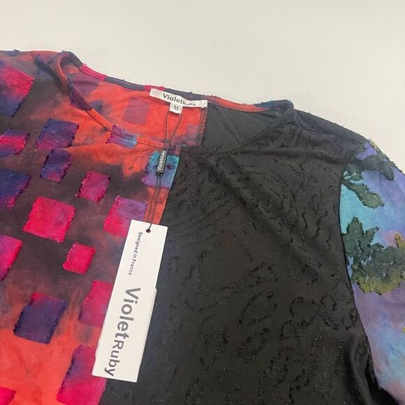 NWT Violet Ruby Top Blouse Lagenlook Stained Glass Size Medium New - Picture 2 of 10